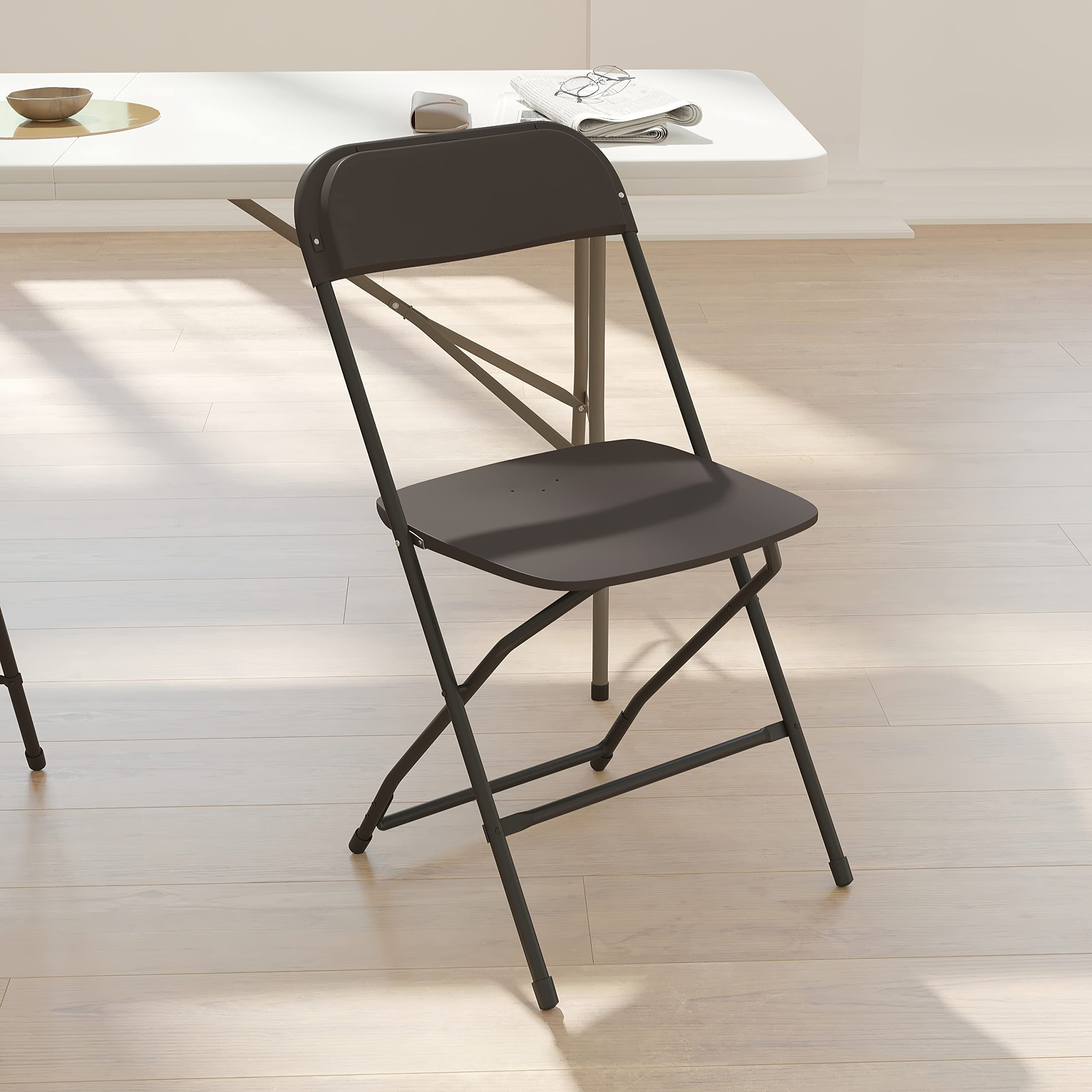 Flash Furniture Hercules™ Series Plastic Folding Chair - Black - 4 Pack 650Lb Weight Capacity Comfortable Event Chair - Lightweight Folding Chair
